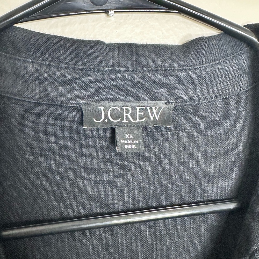 J. Crew Bungalow Popover Linen Black Short‎ Sleeve Dress size XS - Picture 5 of 7